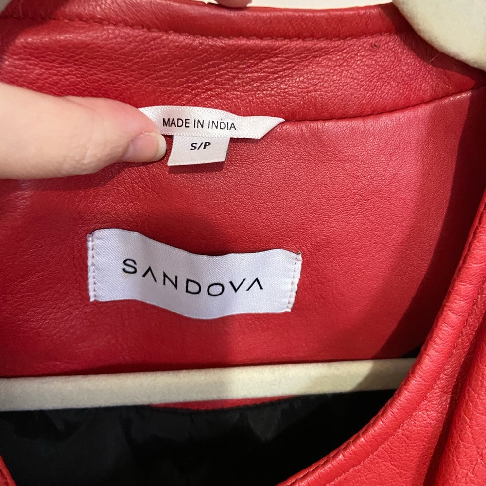 Red Leather Moto Jacket - Women's - Picture 4 of 4